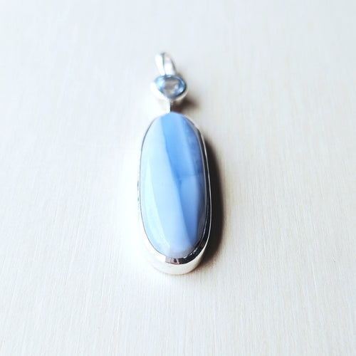Blue Owyhee Opal & Faceted Topaz Pendant | Inner Peace