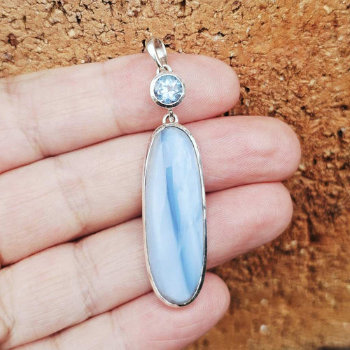 Blue Owyhee Opal & Faceted Topaz Pendant | Inner Peace