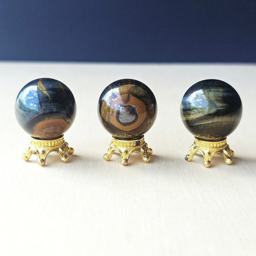 Blue Tiger's Eye Spheres (Hawk's Eye) | Deep Vision
