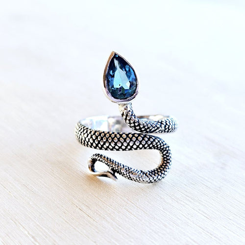 Blue Topaz Serpent Ring | Speak Your Truth, Shed What's Not You