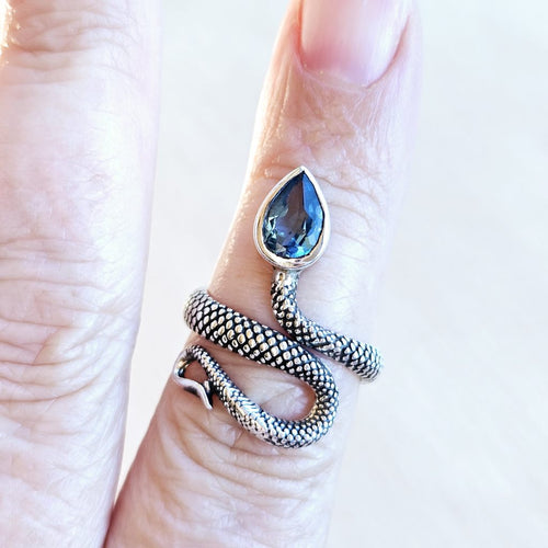 Blue Topaz Serpent Ring | Speak Your Truth, Shed What's Not You