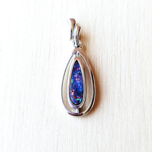 Boulder Opal Doublet Pendant | Prism Fire Pendant