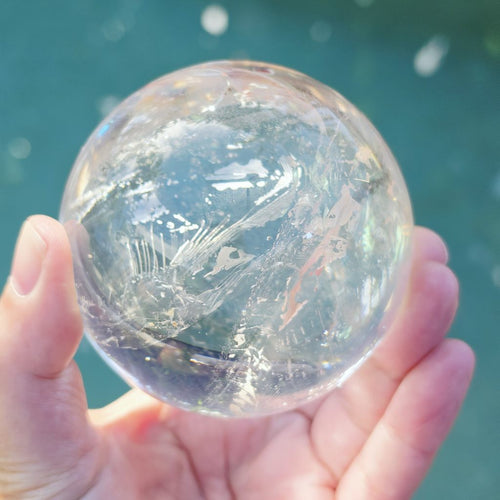 Brazilian Clear Quartz Sphere | Internal Wisps Of The Divine 721gms