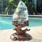 Brazilian Light Smoky Faceted Freeform  | Custom Stand