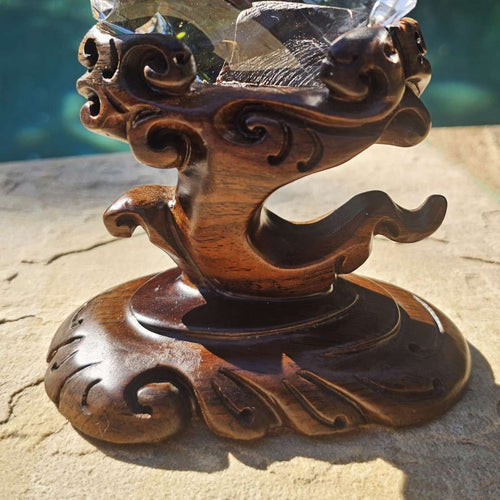 Brazilian Light Smoky Faceted Freeform  | Custom Stand