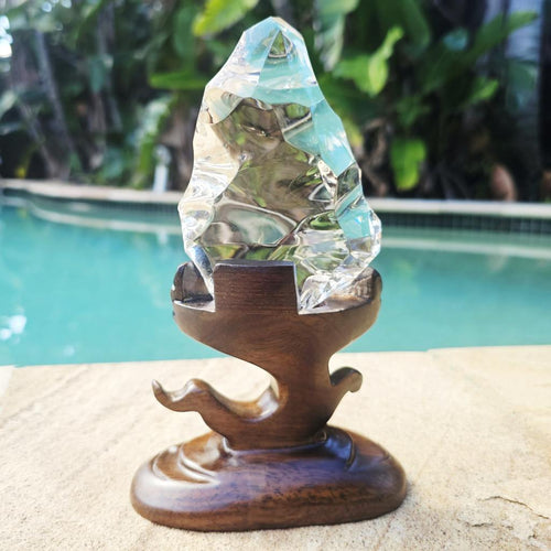 Brazilian Light Smoky Faceted Freeform  | Custom Stand