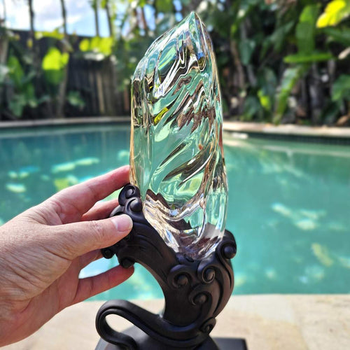 Brazilian Light Smoky Quartz Flame With Stand  | Eternal Flame