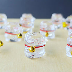 Brazilian Natural Quartz - A Grade Lucky Cat Carvings | Bells Of Fortune