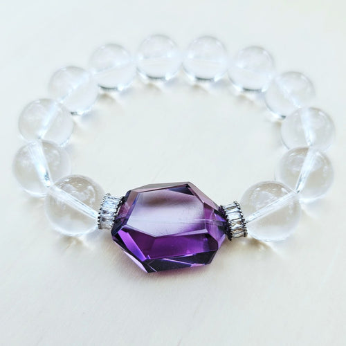 Brazilian Quartz & Faceted Amethyst Bracelet | Amethyst Elegance