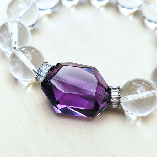 Brazilian Quartz & Faceted Amethyst Bracelet | Amethyst Elegance