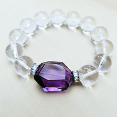 Brazilian Quartz & Faceted Amethyst Bracelet | Amethyst Elegance