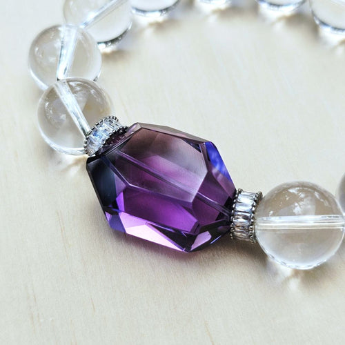 Brazilian Quartz & Faceted Amethyst Bracelet | Amethyst Elegance