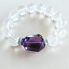 Brazilian Quartz & Faceted Amethyst Bracelet | Amethyst Elegance