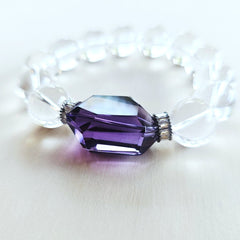 Brazilian Quartz & Faceted Amethyst Bracelet | Amethyst Elegance