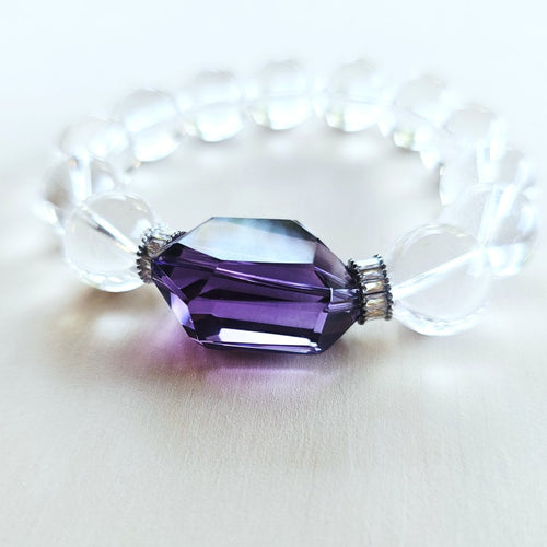 Brazilian Quartz & Faceted Amethyst Bracelet | Amethyst Elegance