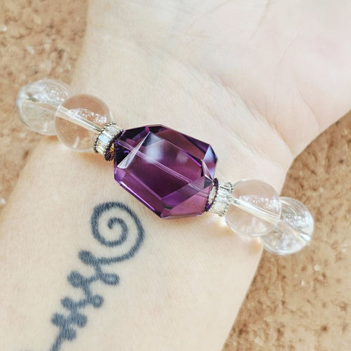Brazilian Quartz & Faceted Amethyst Bracelet | Amethyst Elegance