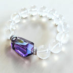 Brazilian Quartz & Faceted Amethyst Bracelet | Violet Symphony