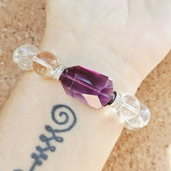 Brazilian Quartz & Faceted Amethyst Bracelet | Violet Symphony