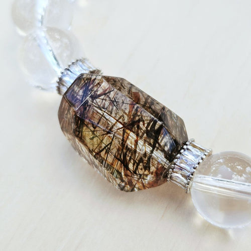 Brazilian Quartz & Faceted Copper Rutile Bracelet | Copper Radiance