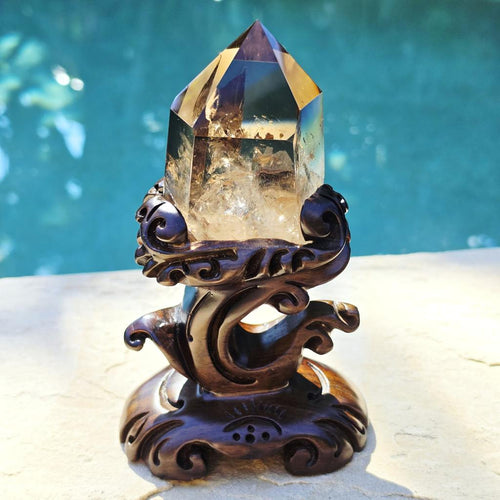 Brazilian Smoky Quartz Generator | Custom Stand 558gms