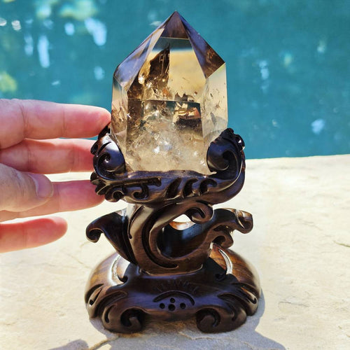 Brazilian Smoky Quartz Generator | Custom Stand 558gms