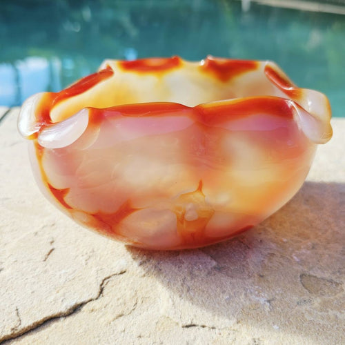 Natural Carnelian Carved Bowl 389gms