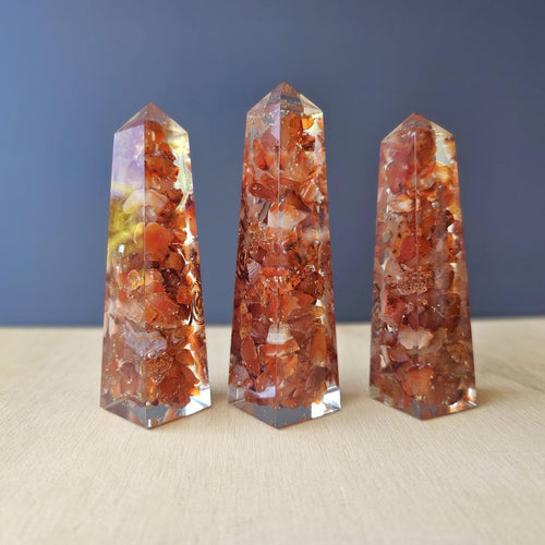 Carnelian Orgonite Obelisk | The Firestone Spark