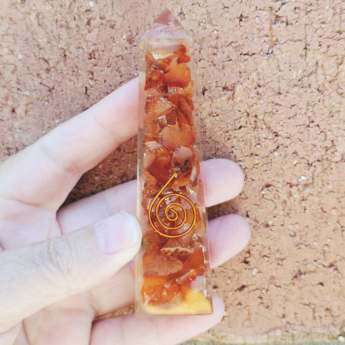 Carnelian Orgonite Obelisk | The Firestone Spark