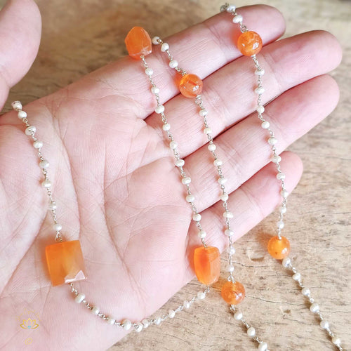 Carnelian Pearl Necklace | Creative Energetics