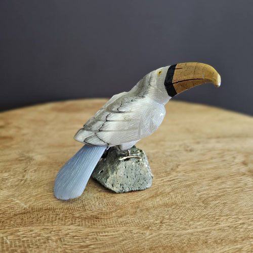 Carved Peruvian Toucan on Pyrite | Bird 220gms