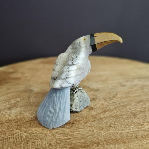 Carved Peruvian Toucan on Pyrite | Bird 220gms