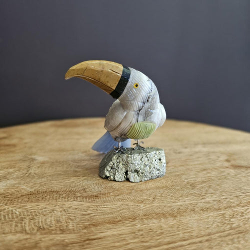 Carved Peruvian Toucan on Pyrite | Bird 220gms