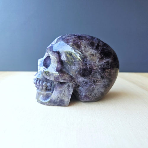 Chevron Amethyst Skull | Structured Calm Guardian