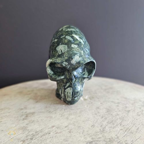 Chinese Writing Stone Alien Skull | Galactic Mystic Guardian