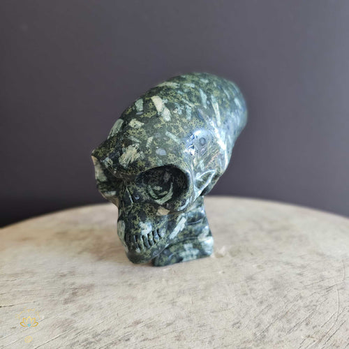 Chinese Writing Stone Alien Skull | Galactic Mystic Guardian