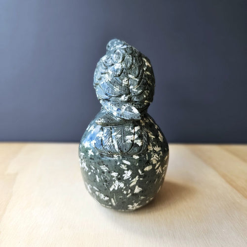 Chinese Writing Stone Raven Skull | Feathered Guardian