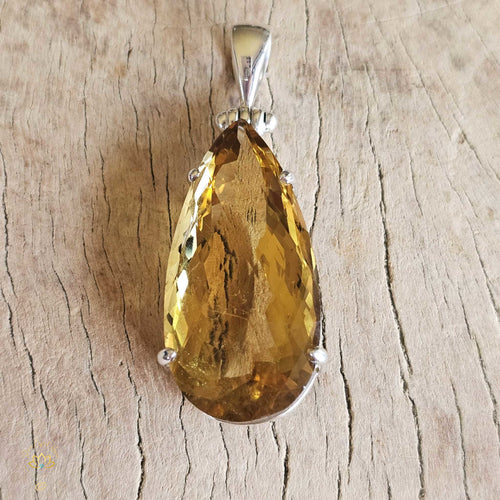 Citrine Pendant | Golden Teardrop