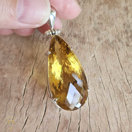 Citrine Pendant | Golden Teardrop