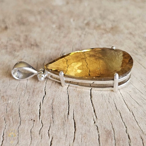 Citrine Pendant | Golden Teardrop