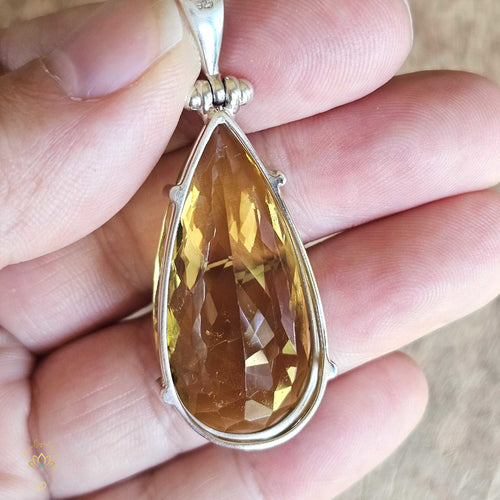 Citrine Pendant | Golden Teardrop