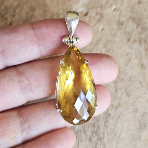 Citrine Pendant | Golden Teardrop