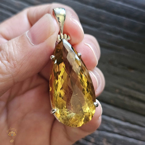 Citrine Pendant | Golden Teardrop