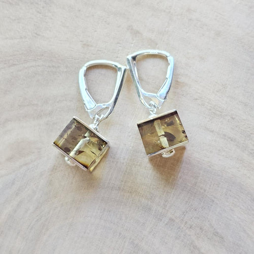 Cubed Amber Earrings | Golden Prism