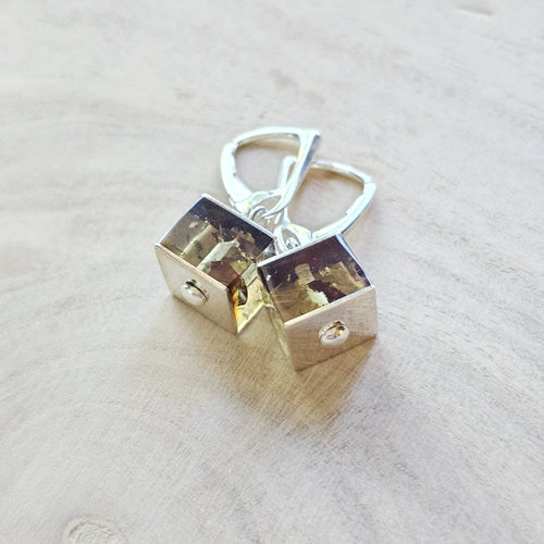 Cubed Amber Earrings | Golden Prism