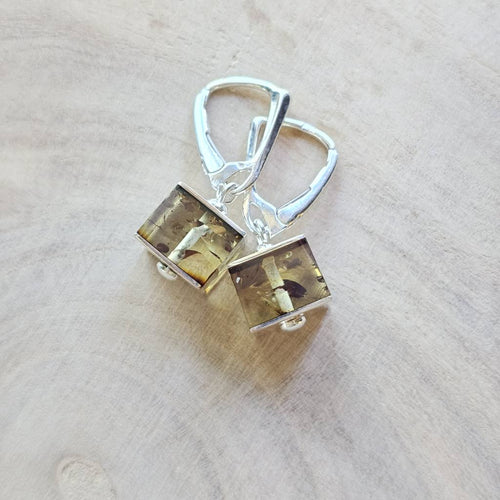 Cubed Amber Earrings | Golden Prism