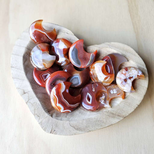 Druzy Carnelian Moons | Crimson Crescent