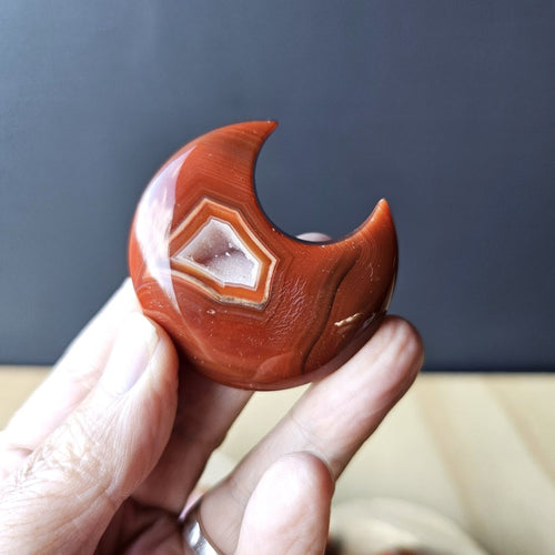 Druzy Carnelian Moons | Crimson Crescent