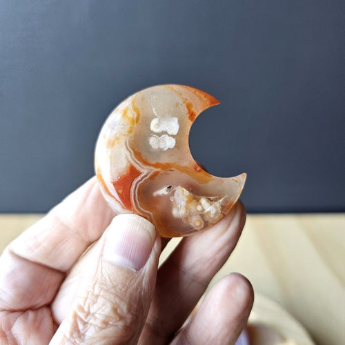 Druzy Carnelian Moons | Crimson Crescent