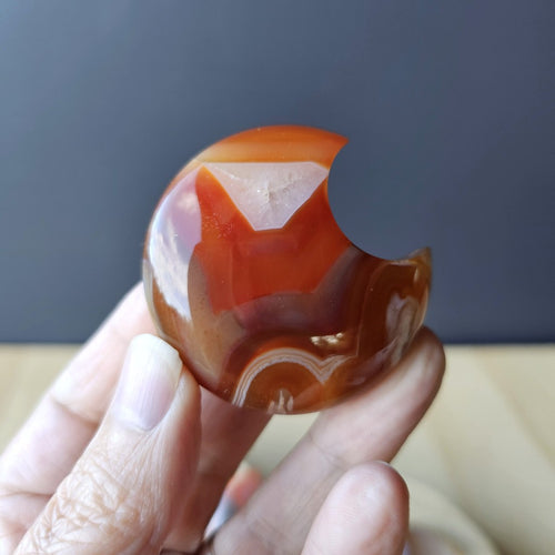 Druzy Carnelian Moons | Crimson Crescent