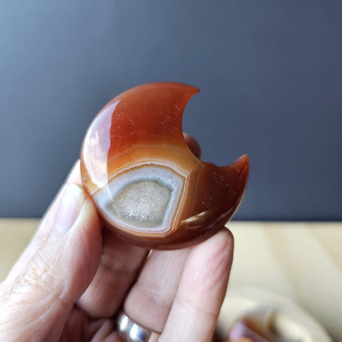 Druzy Carnelian Moons | Crimson Crescent